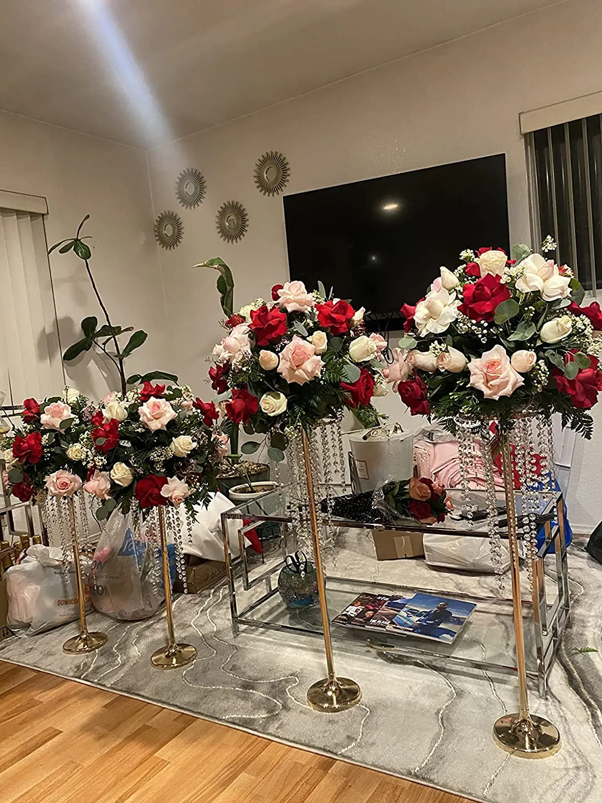10Pcs H120cm cmCrystal Flower Stand Wedding Road Lead Acrylic Centerpiece For Event Party Decoration 2837