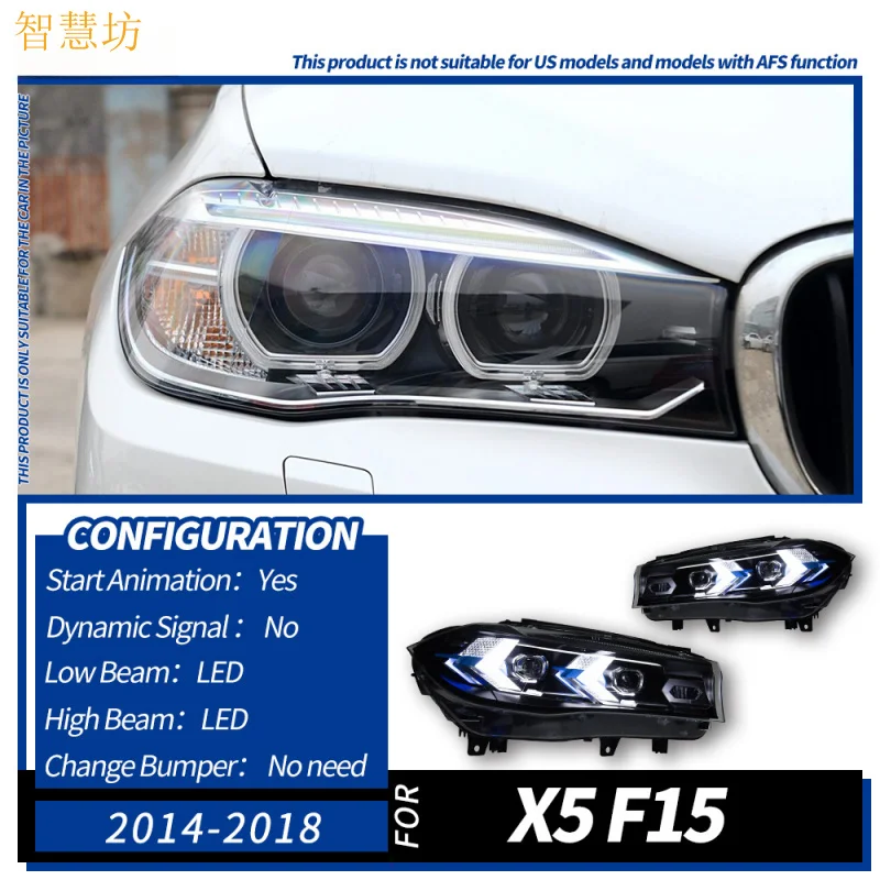 Suitable for14-18 BMW X5 F15 Headlight Assembly LED Flowing Daytime Running Lights Modified G05 Arrow Style Turn Signal Lights