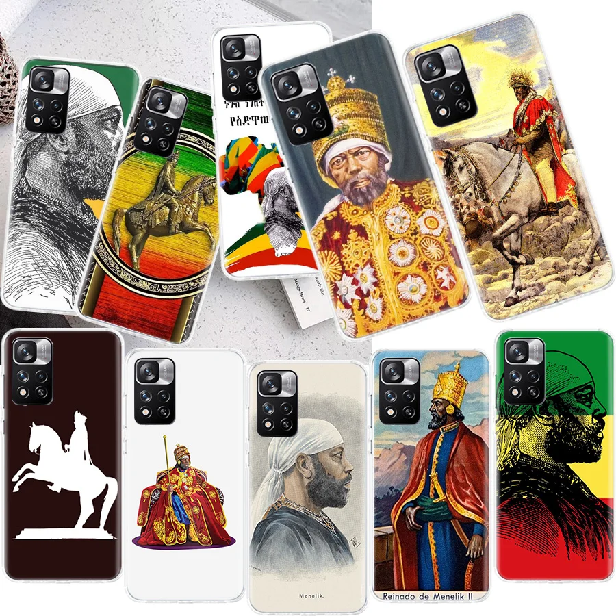 Emperor Menelik Ii Of Ethiopia Adwa Phone Case For Xiaomi Redmi Note 13 Pro Plus 5G 12 12C 9 9T 9C 9A 10C 10A 10 K60 K70 Pro 8A