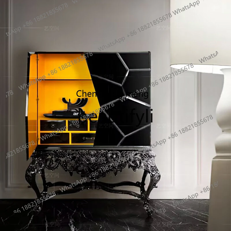 Light luxury high-end wine cabinet, simple solid wood storage cabinet, home living room designer display cabinet  R