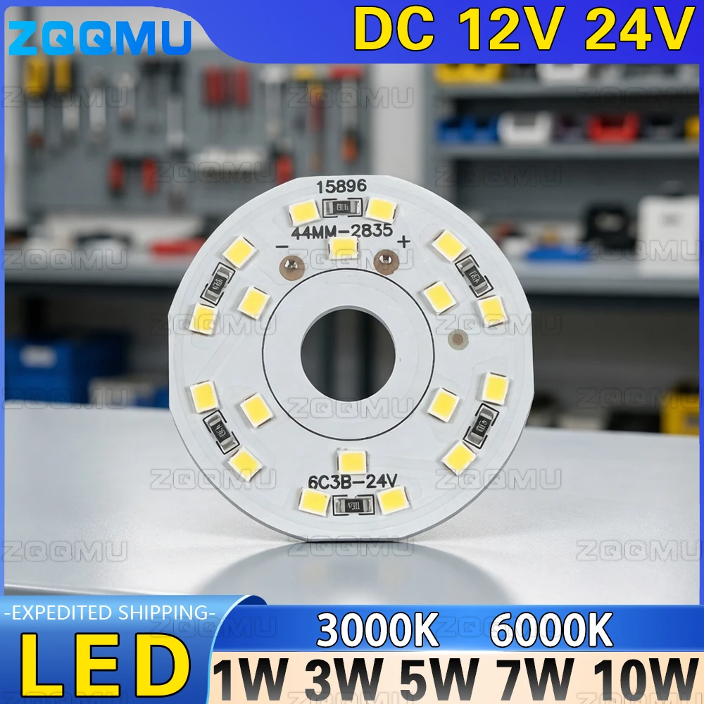 

10 шт. круглых светодиодных панелей DC24V 1W 3W 5W 9W SMD2835, белый теплый свет, высокая яркость, низковольтные алюминиевые светодиодные модули на плате PCB