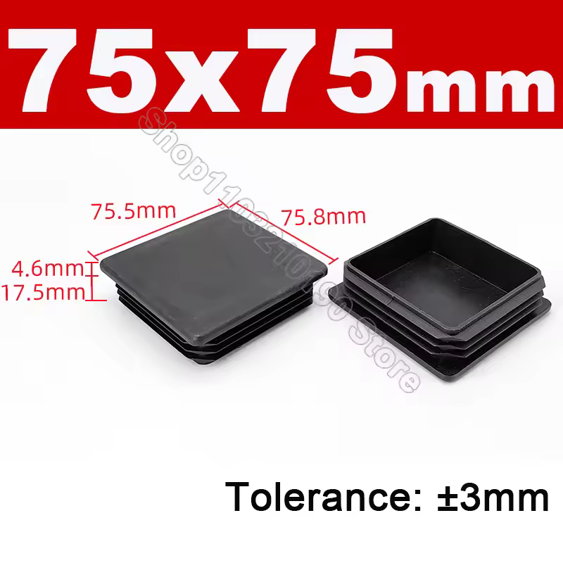 Black Square Pipe Tube Cap Plastic Tubing End Cover Glide Insert Blanking End Plugs Bung 10/13/15/16/18/19/20//22/23/25/28-200mm - Image 18