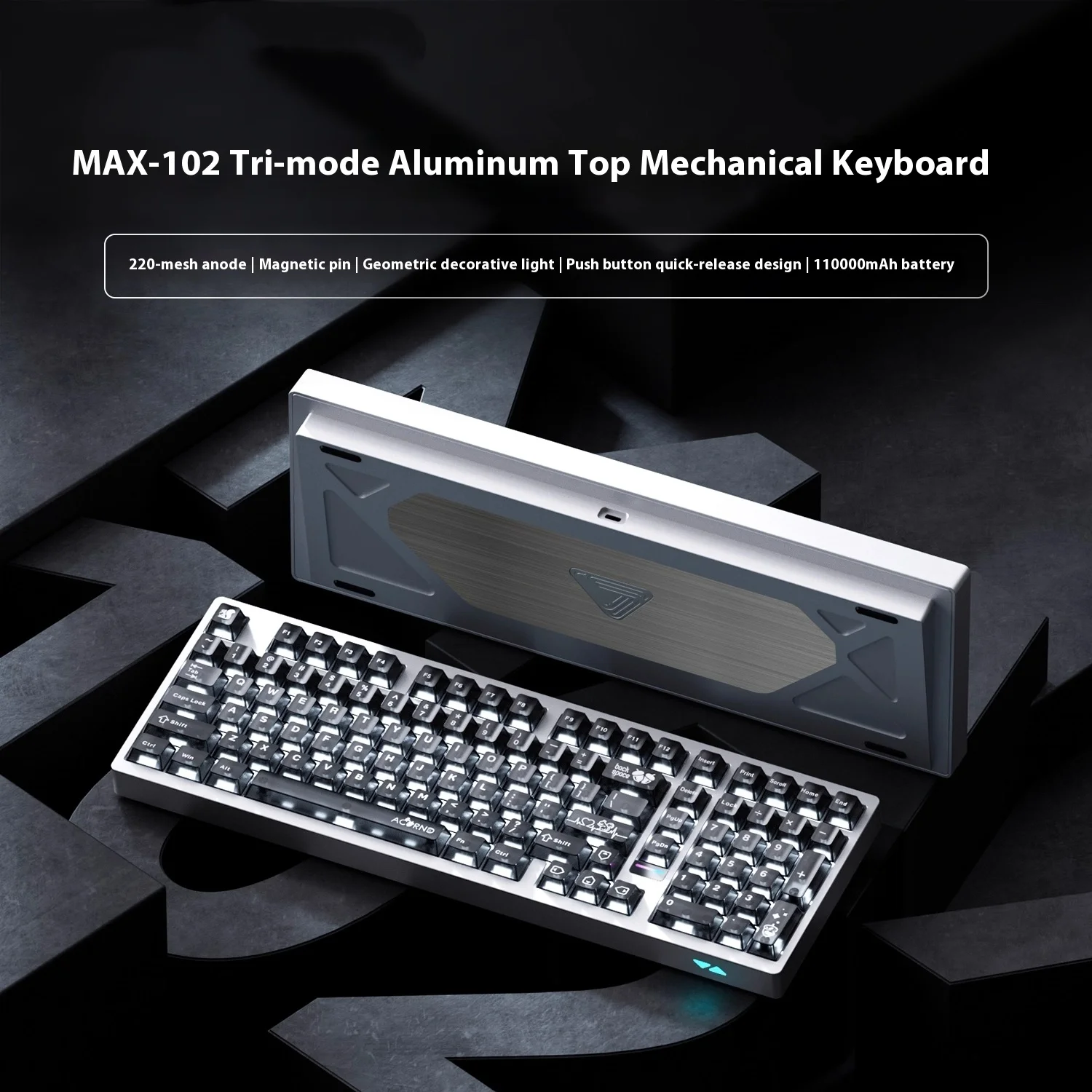 WEIKAV MAX102 기계식 키보드 키트 무선 블루투스 알루미늄 게이밍 맞춤형 101키 키트 QMK RGB 10000mAh 배터리 포함 PC용