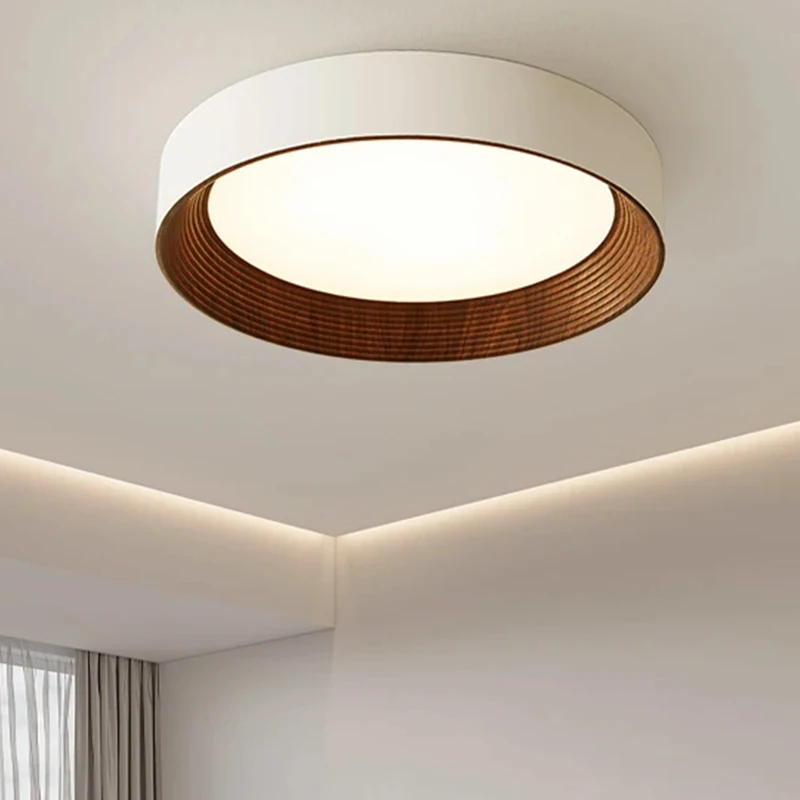 

Nordic Creative Wood Grain Ceiling Lamp Minimalist Round LED Chandelier Living Room Balcony Bedroom Hotel Decor lighting Fixture