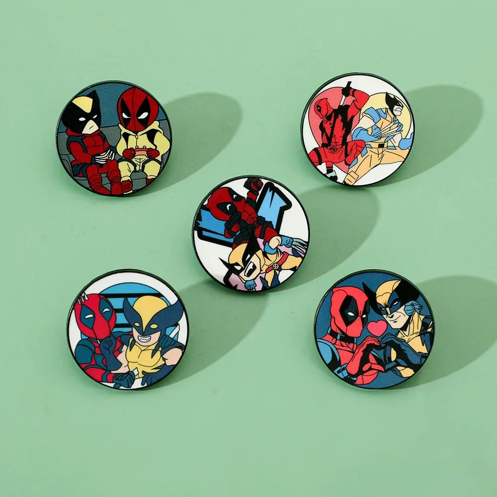 1set Marvel Classic Movies Deadpool & Wolverine Brooch Cartoon Enamel Pins Clothes Shirt Backpack Accessories Kids Jewelry Gifts