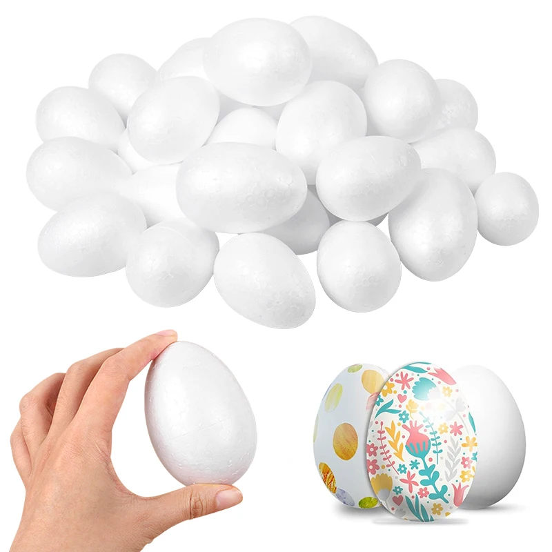 10-50pcs Easter Foam Egg White Styrofoam Fake Eggs Kids Painting Handmade Spring Easter Party Home Decoration DIY Wreath Craft