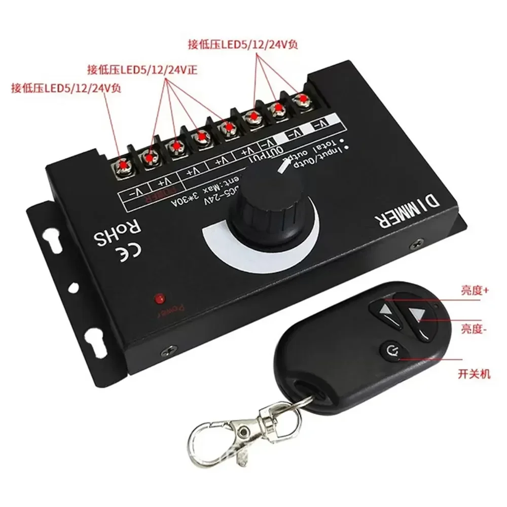 Imagem -03 - Controlador Dimmer Ajustável para Led Strip Module Brilho Escurecimento Botão Interruptor Alta Potência dc 5v24v 600w 1200w 60a