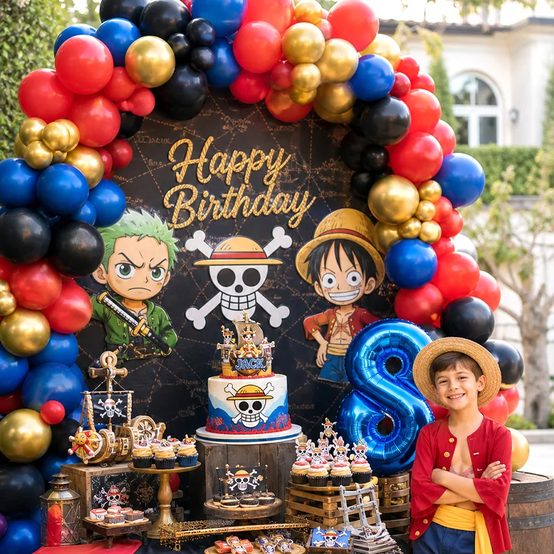 One Piece Character Balloon Arch Bouquet Globos Happy Birthday Anime Party Ornament Set