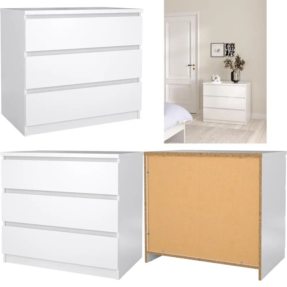 

White High Gloss 3 Drawer Chest - Scottsdale Style