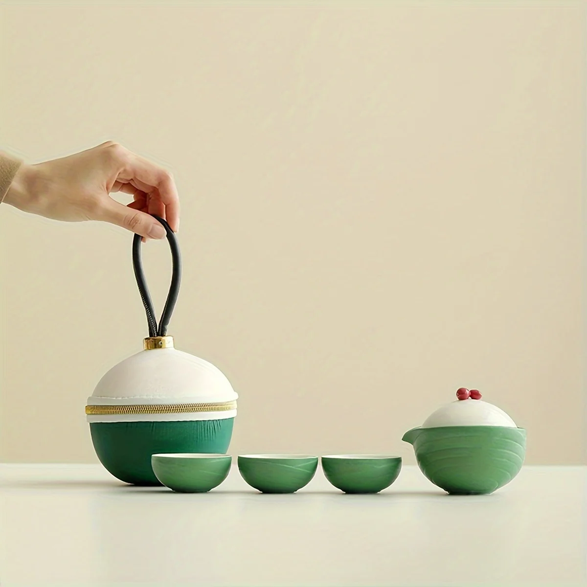 

Набор для путешествий из 4 предметов: керамический и стеклянный чайный сервиз, включает одну чайную кружку и три чашки, портативный чайный набор для кемпинга, аксессуары для чая