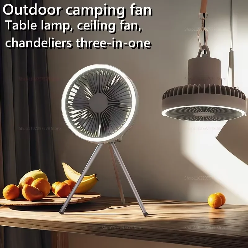 

2025 Hot Sale Portable Wireless Rechargeable Fan 10000mAh Outdoor Camping Tent Use Office Friendly with External LED Lighting