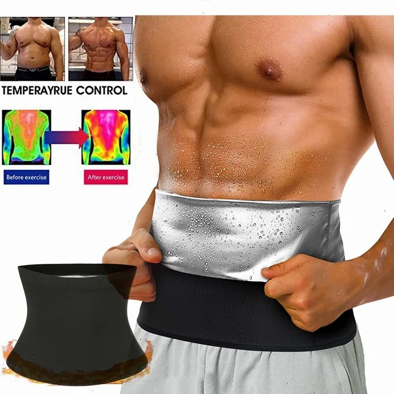 Men Sauna Sweat Shaper Belt Thermo Tummy Control Shapewear Slimming Girdle Workout Waist Trainer Corset Gym Abdomen Fat Burning