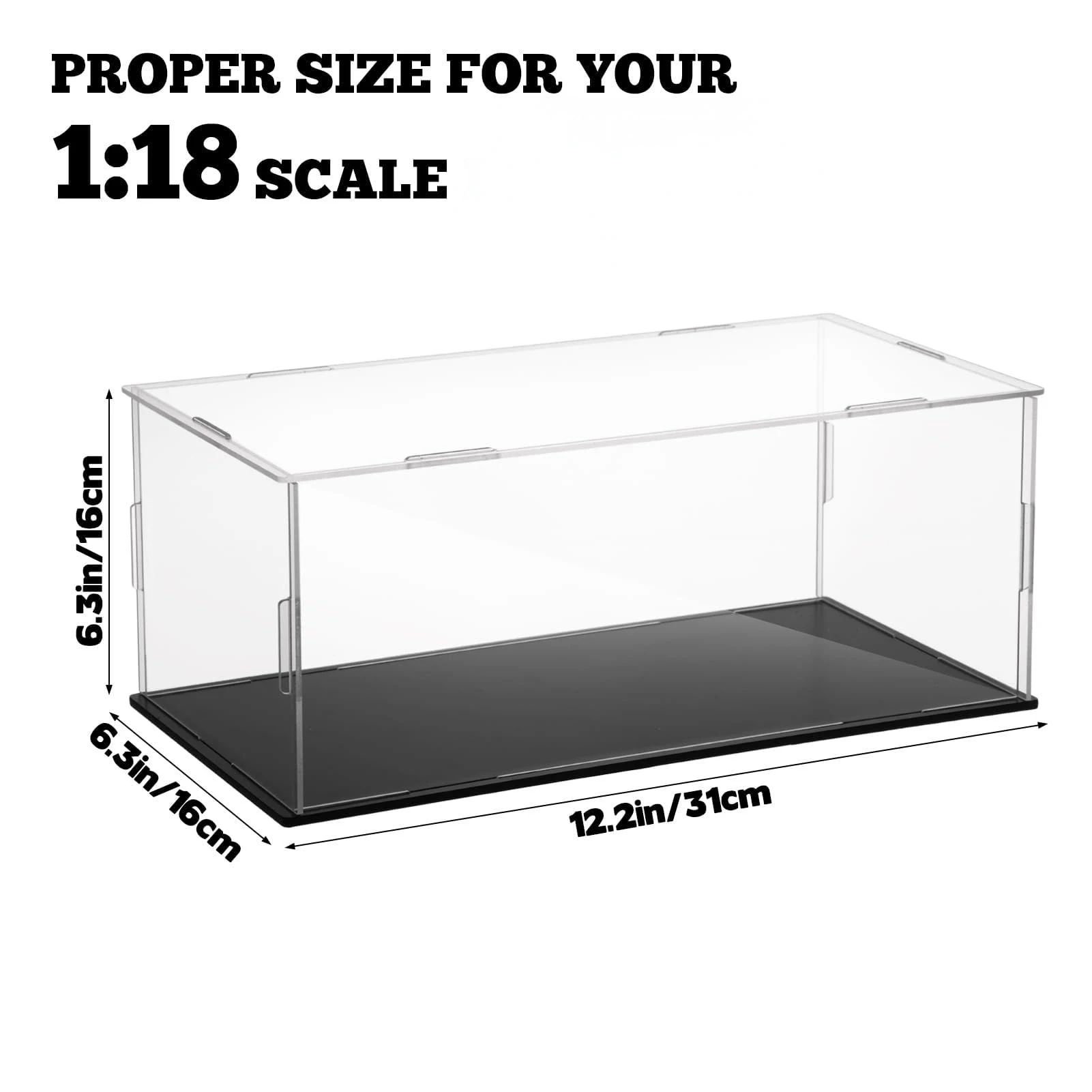 Acrylic Model Car Display Case 1: 18 Scale Display Boxes Diecast Model Car Showcase & Storage Organizer for Vehicle Collectibles