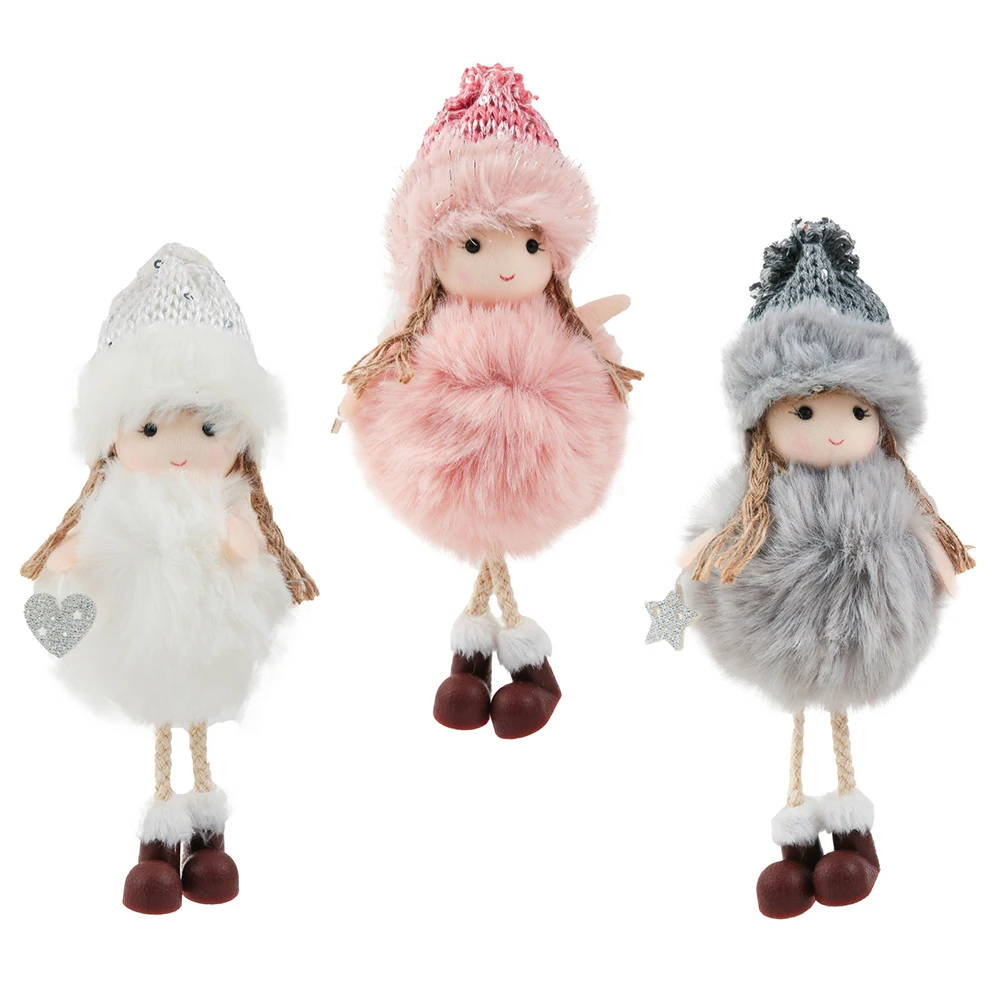 

3 Pcs Angel Pendant Ornaments Christmas Decorations Cloth Fabric Crafts Tree