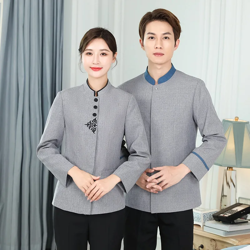 Hotel Cleaner Aunt Work Summer Women's Short- Shopping Mall Guest Room Property Top Long-Sleeved Cleaning Clothes