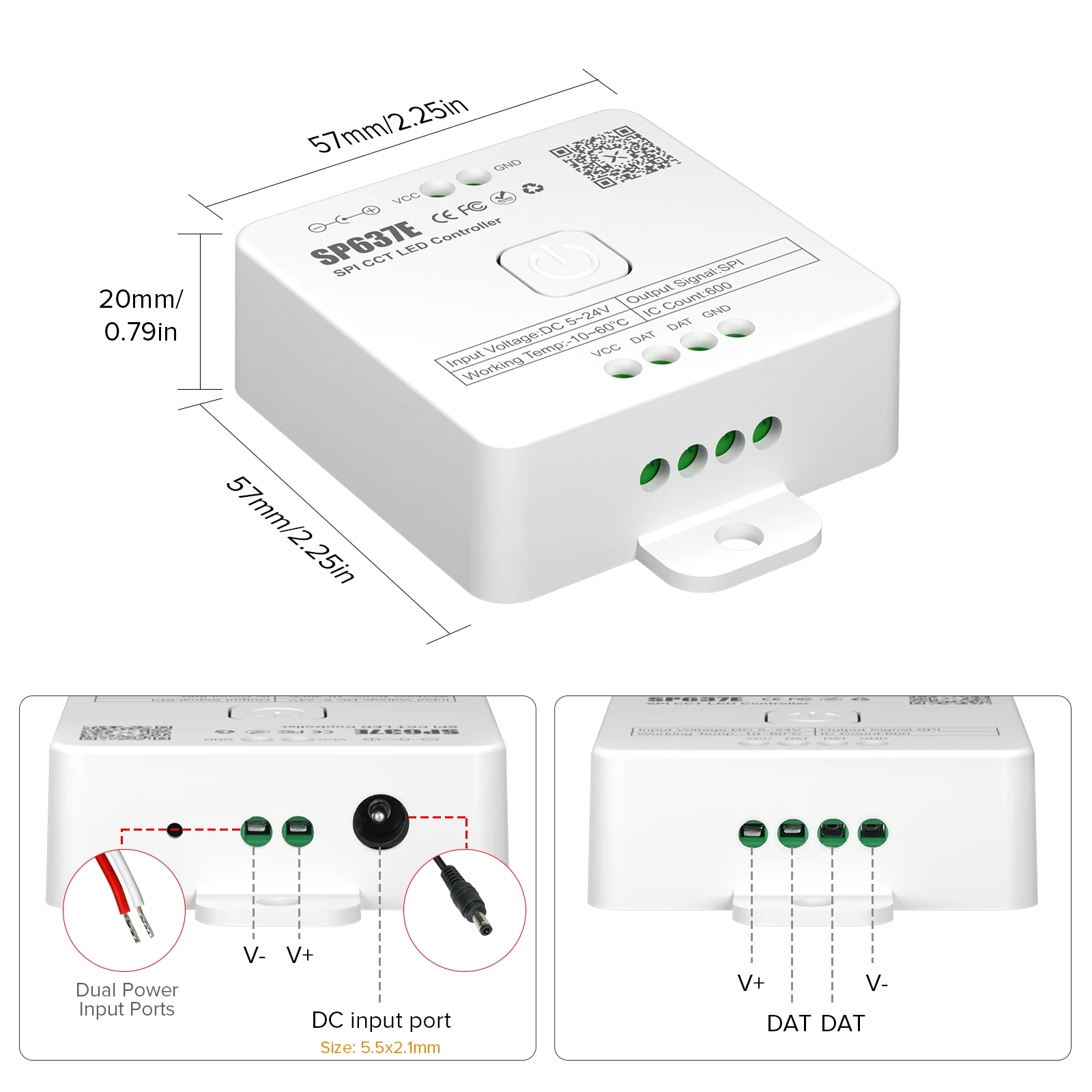 SPI FCOB LED Controller SP636E-SP639E Pixels WS2812B RGB SK6812 WS2814 RGBW Light Strip Bluetooth Music IOS Android 2.4G 5V-24V