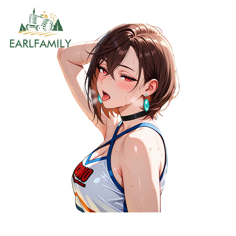 

EARLFAMILY Ahegao ayase Momo Car Stickers Super sexy half body girl Graffiti Decals vinyl Refrigerator Computer Case Decoration