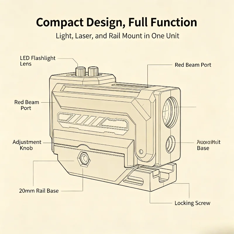 Small Model Rail Flashlight Precise Red Dot Laser Bright White Light Simple Operation Leisure Hobby Gear