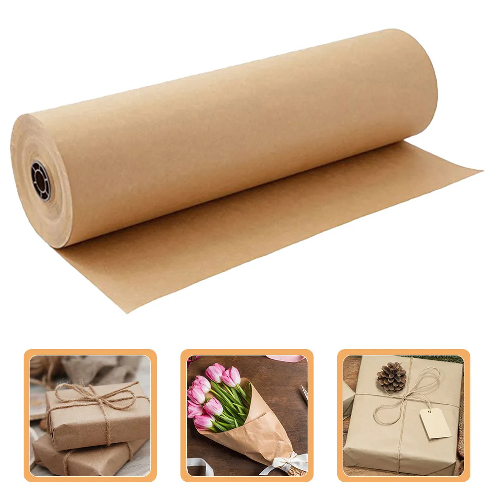2 Rolls Kraft Paper Roll Multipurpose Wrapping Paper for Gift Packing Flower Wrapping Birthday Festival Gift Wrap