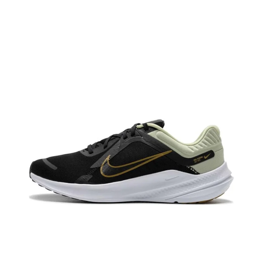 Nike Quest 5 Color blocked Round Head Strap Wear resistant Low cut Rubber Casual Running Shoes for Men, Black