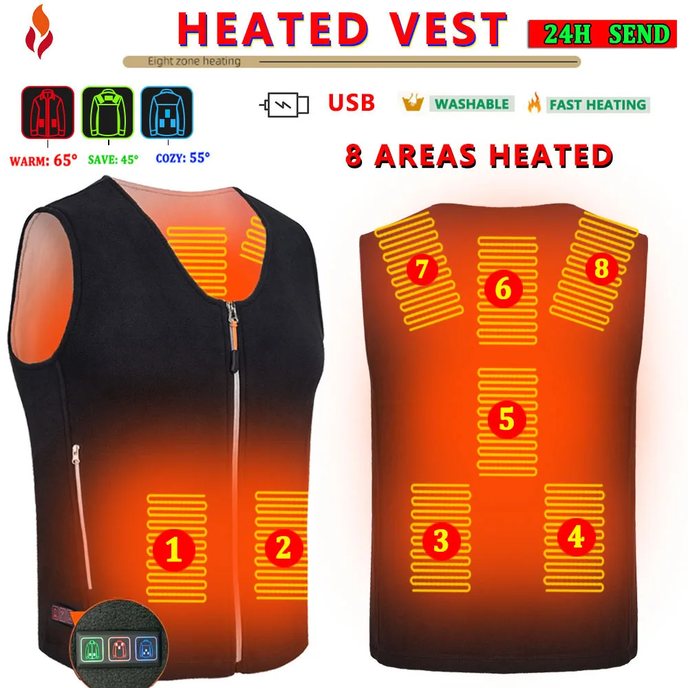 Heating Vest Men Jacket Women Clothing USB Electric Thermal Hiking Waistcoat Warm Outdoor Infrared Heated Mens Jacket Camping