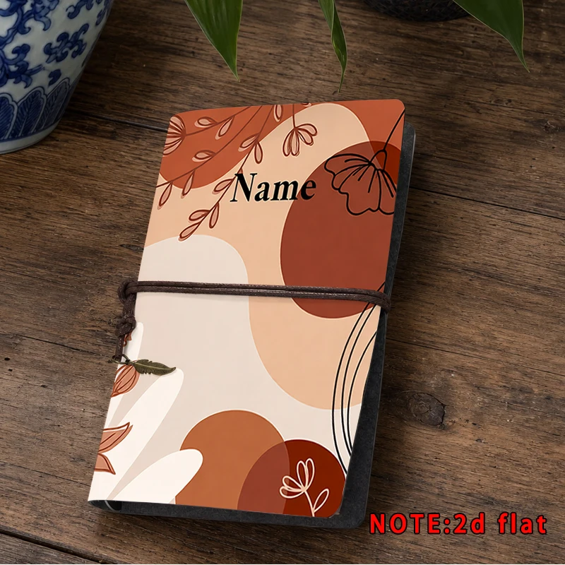 Boho Terracotta Abstract Floral Print Travel Notebook Travelers Journal Replaceable Refill Pocket Diary Custom Stationery Gift