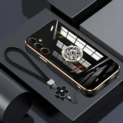 M23 5G Case Luxury Diamond Ring Cover For Samsung galaxy M52 M23 M14 A14 Note20 Ultra Phone Case With Lanyard Plating Cases M 23