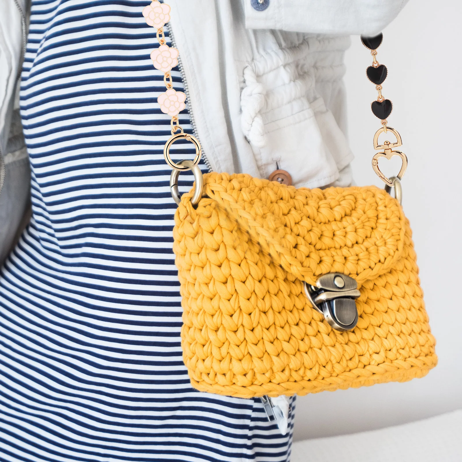 Металлические цепи, стропы, пружинные крючки для сумок