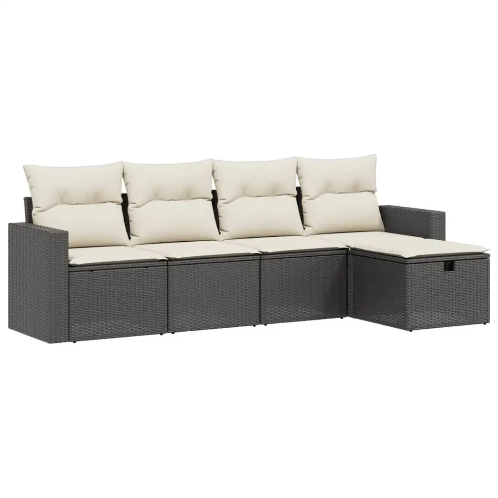 Large Modular Black Polyethylene Rattan Garden Sofa Set for Outdoor Seating Comfortable Furniture