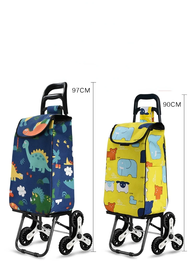 Folding Shopping Bag Trolley Pull Carrier Cart Fruit Vegetables Bag Food Organizer Market Trolley Bag with Stair Climbing Wheels