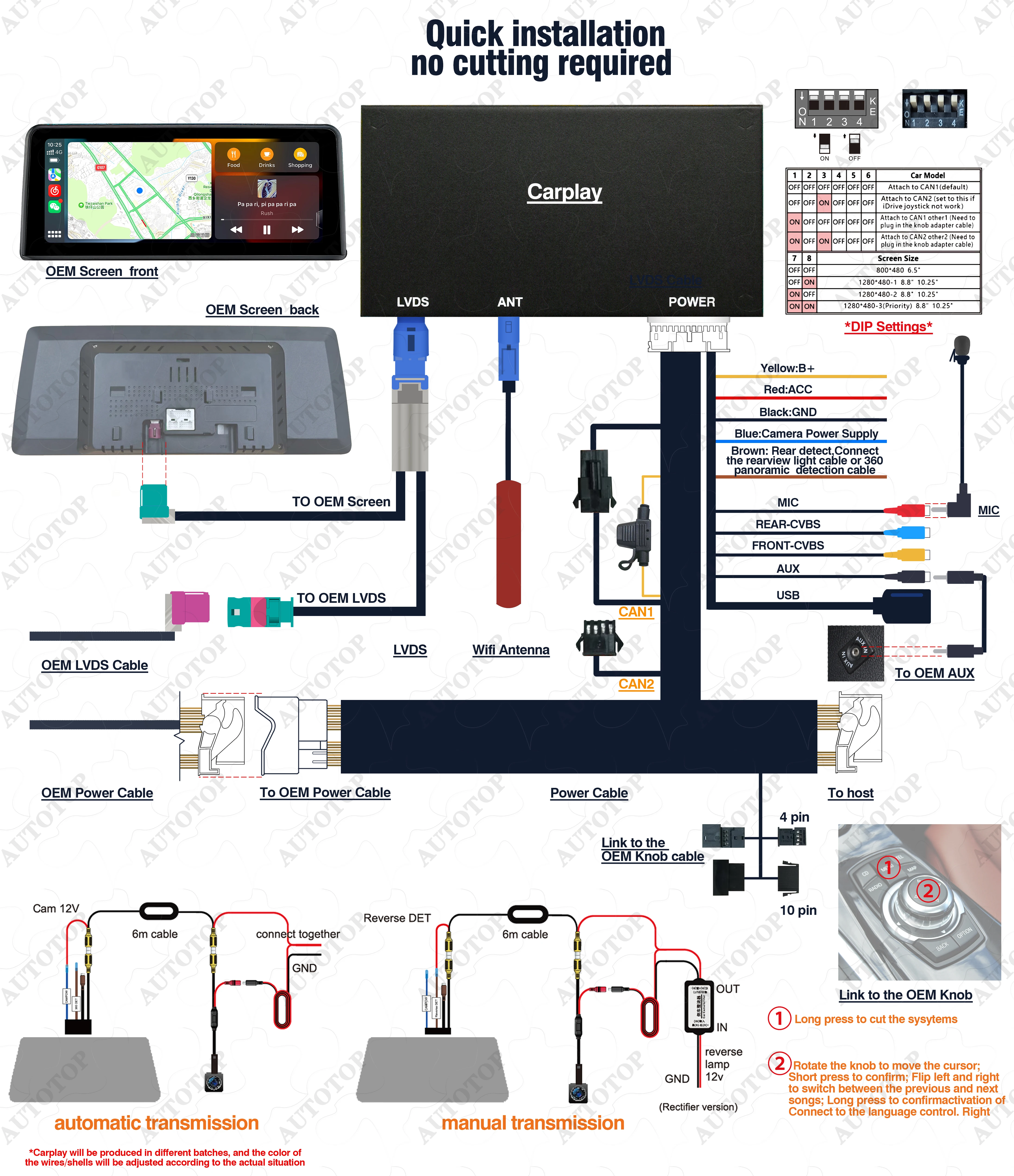 AUTOTOP Nachrüst-CarPlay-Decoder Android Auto für BMW CCC CIC NBT 1 2 3 4 5 6 7 Serie X5 X6 E60 E61 E62 E63 E70 E90 E91 E87 E88 – Detail 6