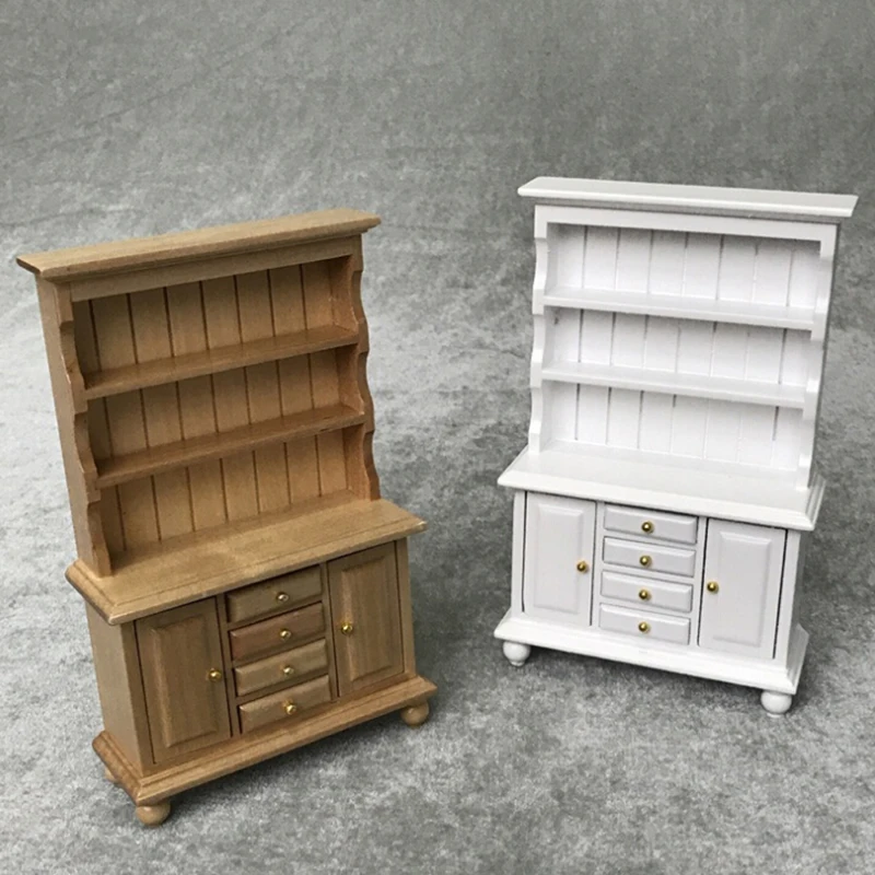 1/12 Miniaturowe meble do domku dla lalek Wielofunkcyjna drewniana szafka Regał na książki — zdjęcie 6