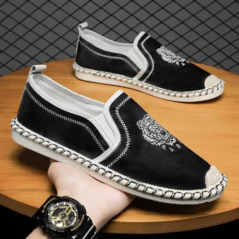 

tiger-head Embroidered casual loafers shoes for man luxury Espadrilles Fisherman Barefoot Comfortable alpargatas para hombre