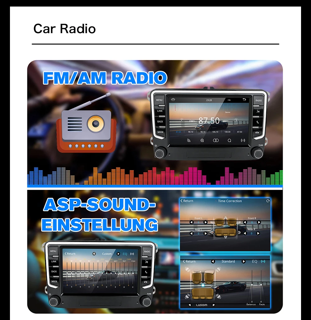 Kabelloses CarPlay Android Auto 7 Zoll Auto-Stereobildschirm für VW Seat Skoda Touch-Display Upgrade BT GPS-Navigationsfunktionen – Detail 7