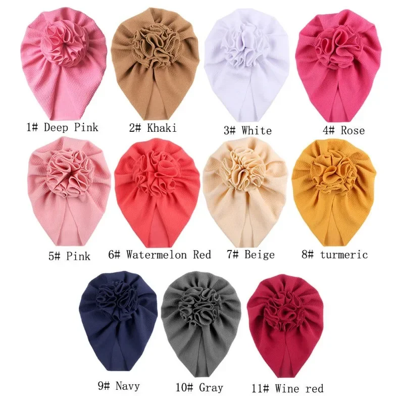 Ins New Baby Hat Baby Cotton Sunflower Turban Hat Children's Solid Color Pullover Hat Newborn Gift Infant Accessories