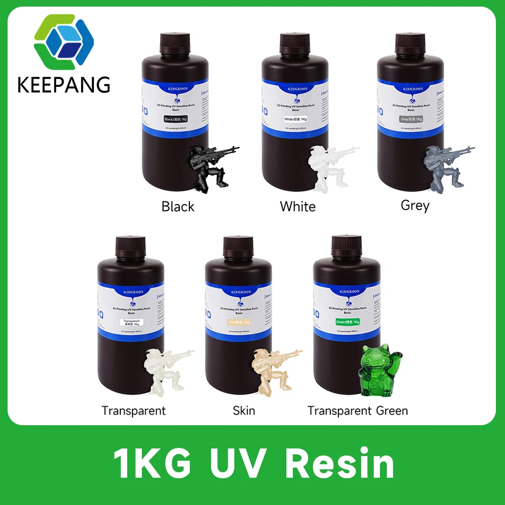 KINGROON 1KG 405nm UV Resin for SLA LCD DLP 3D Printer Material Water Washable Resin Quick Curing Liquid Resina for ANYCUBIC