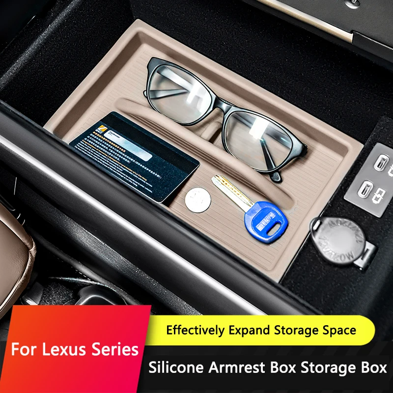 

QHCP Car Armrest Storage Box Silicone Central Armrest Storage Box Organizer Fit For Lexus NX 22-25 RX 23-25 ES 18-25 Accessories