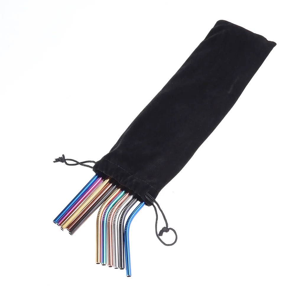 

Drinking Straw Storage Bag Pouch Carrying Case Black Flannel Reusable Lightweight Foldable Kitchen Bar Utensil ganizer Straw