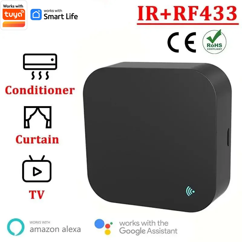 Smart Home Works Tuya Smart Remote Control WIFI IR RF433MHz Remote Control For Air Conditioner Curtain Garage Alexa Google Home