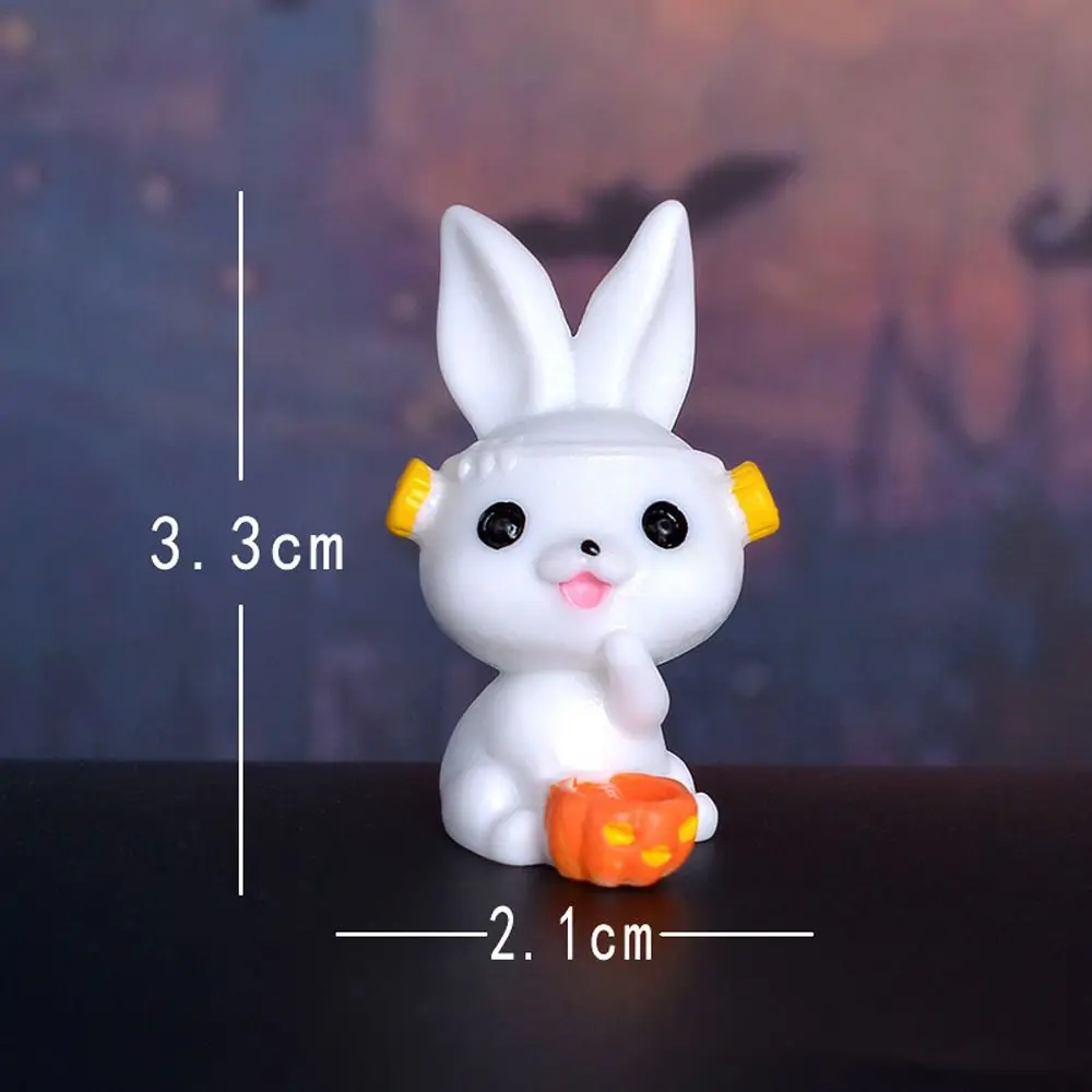 

Cartoon Halloween Rabbit Ghost Figurines Pumpkin Black Cat Mini Rabbit Halloween Micro Figurine Cute Resin Craft