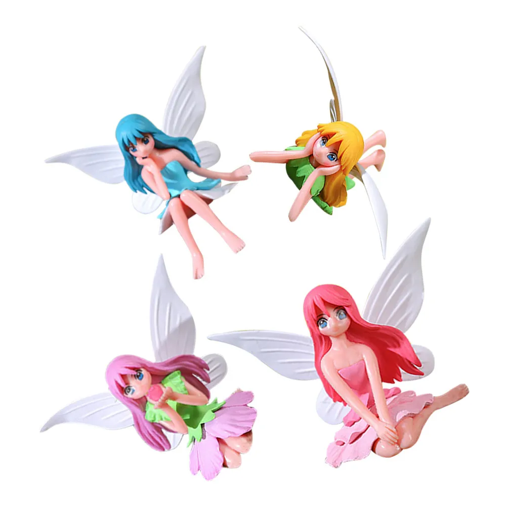 4 pcs Decoration Ornament Home Halloween Christmas New Year Fairy Garden Figurines Fairy Cake Topper Fairy Cake Toppers Flower