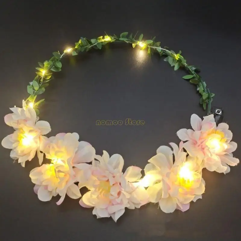 31BF Bloemhoofdband met verlichting Huishoudelijke decoratieve ambachten Accessoirebenodigdheden voor volwassenen Vrouwen