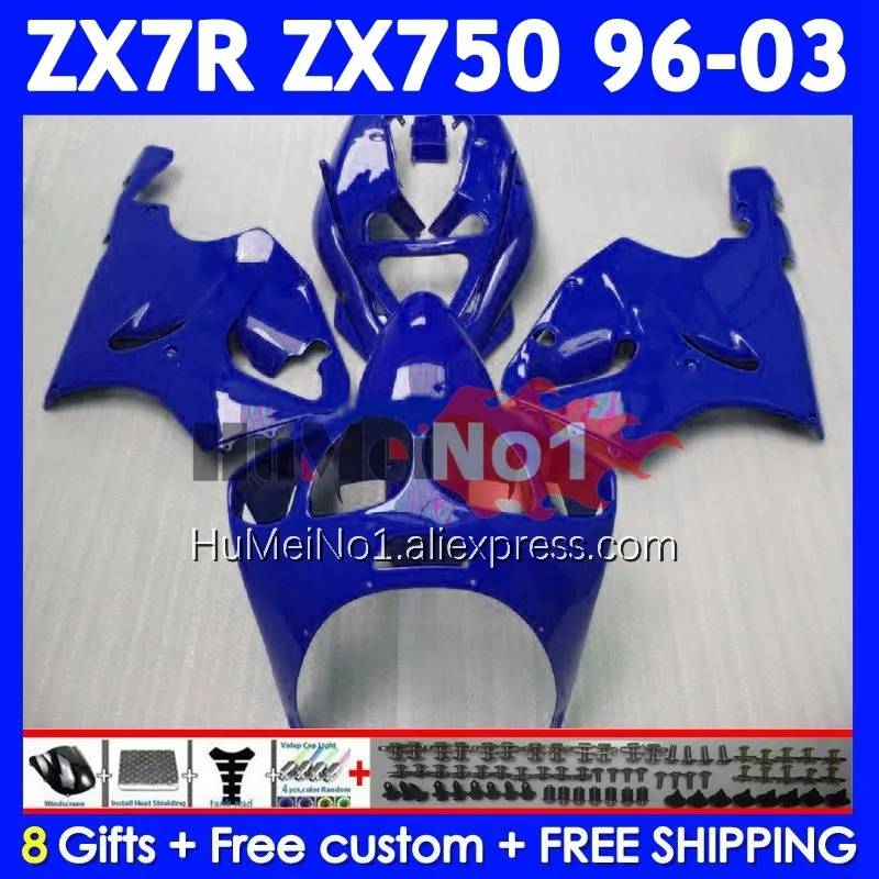 Body Kit For KAWASAKI NINJA ZX 7R 7 R 750 211No.153 ZX750 ZX-7R ZX7R ZX-750 ALL Blue 1996 1997 1998 1999 00 01 02 03 Fairing