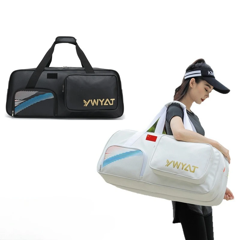 Portable Badminton Bag Holds 3-6 Rackets, Shoulder & Handheld Tennis Racket Cover, Waterproof Wear Resistant Durable Storage Bag