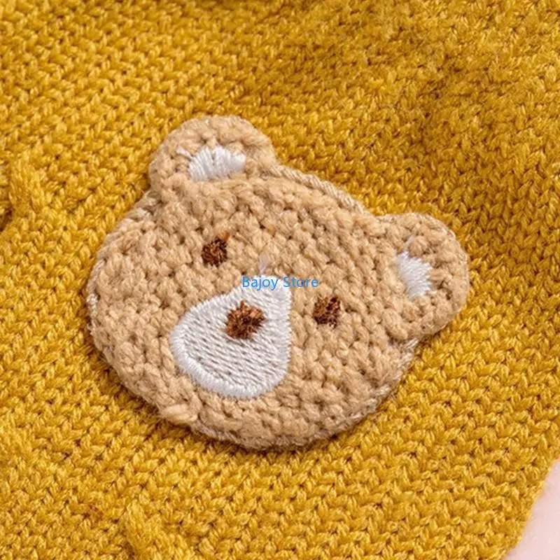 

63HE Winter Warm Knitted Gloves Cartoon Bear Mittens for Kids Baby Boy Girl Toddler