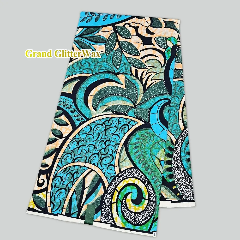 Original grand super Holland wax fabric, large super glitter wax fabric, veritable Dutch wax cloth, 6 yards