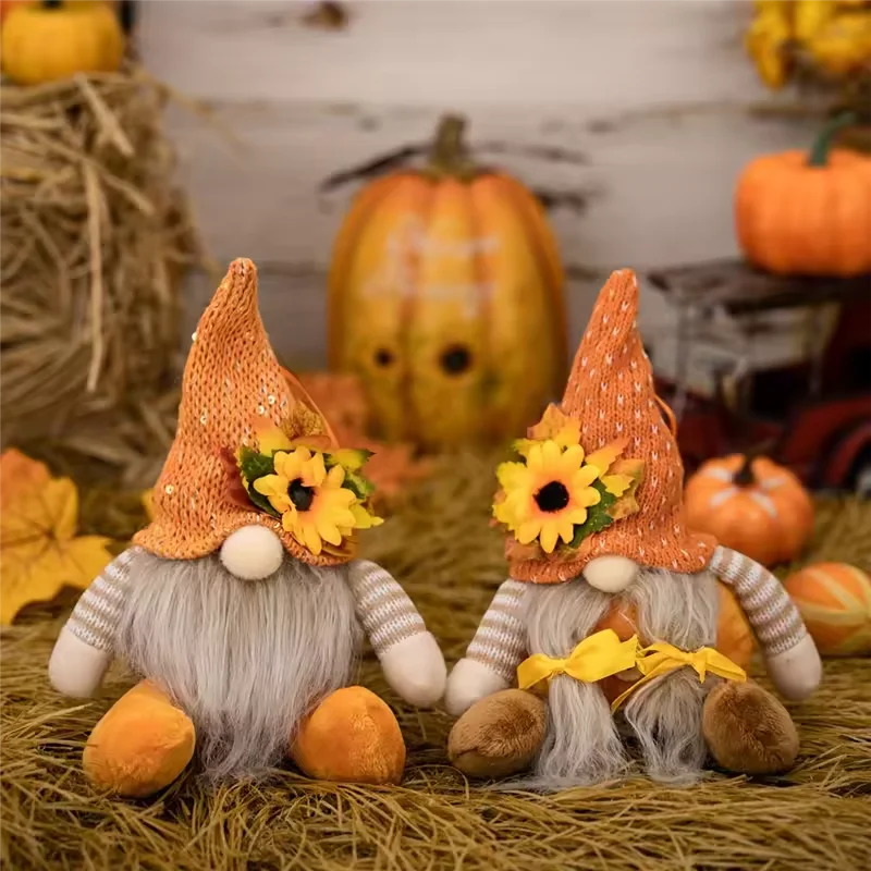 Rustic Autumn Harvest Scarecrow Decoration Plaid & Sunflower Accents for Thanksgiving Halloween Farmhouse Wall Decor Party Props