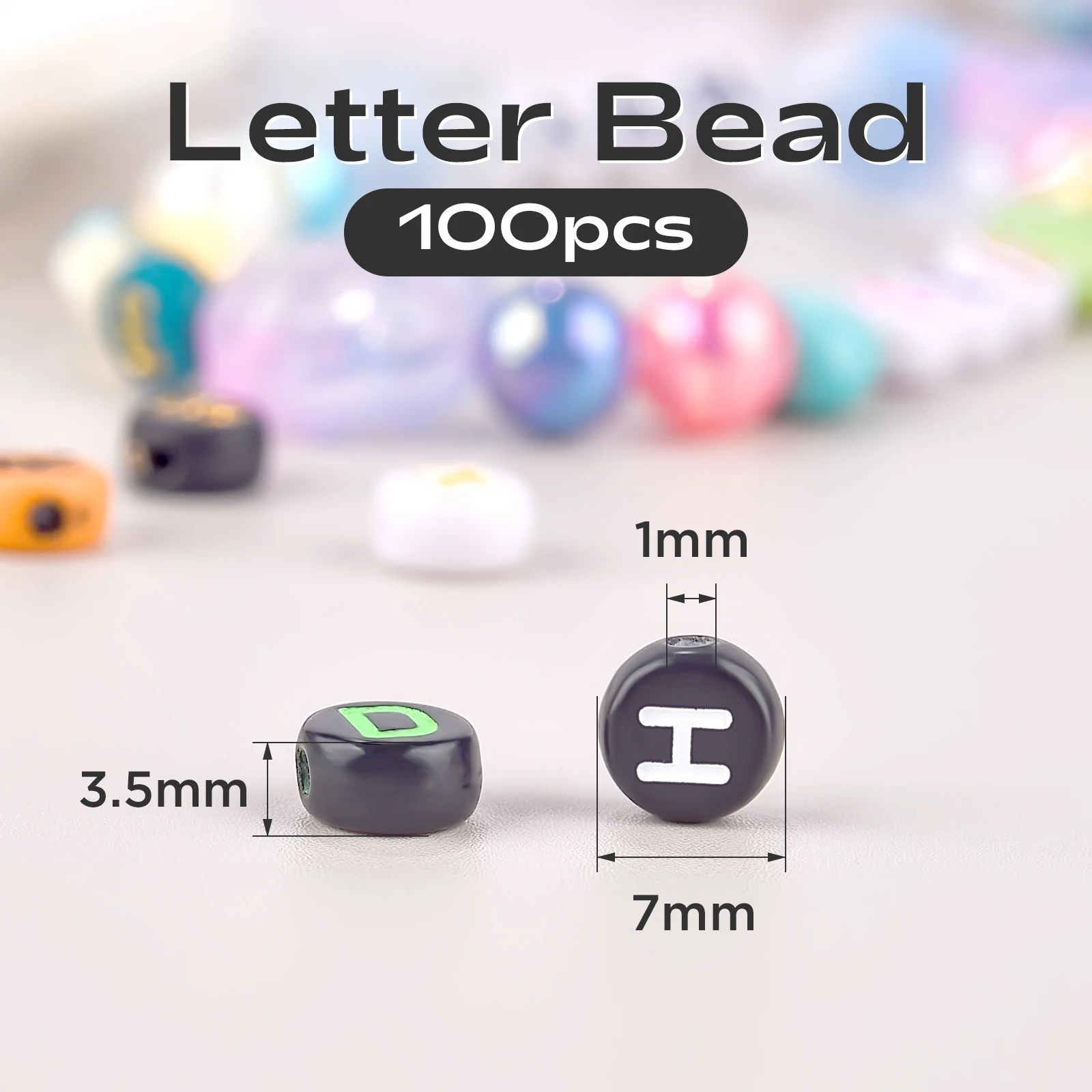 100pcs Round White/Black/Colorful Letter Mixed Number Mixed Acrylic Beads Loose Spacer Alphabet Beads For DIY Jewelry Making