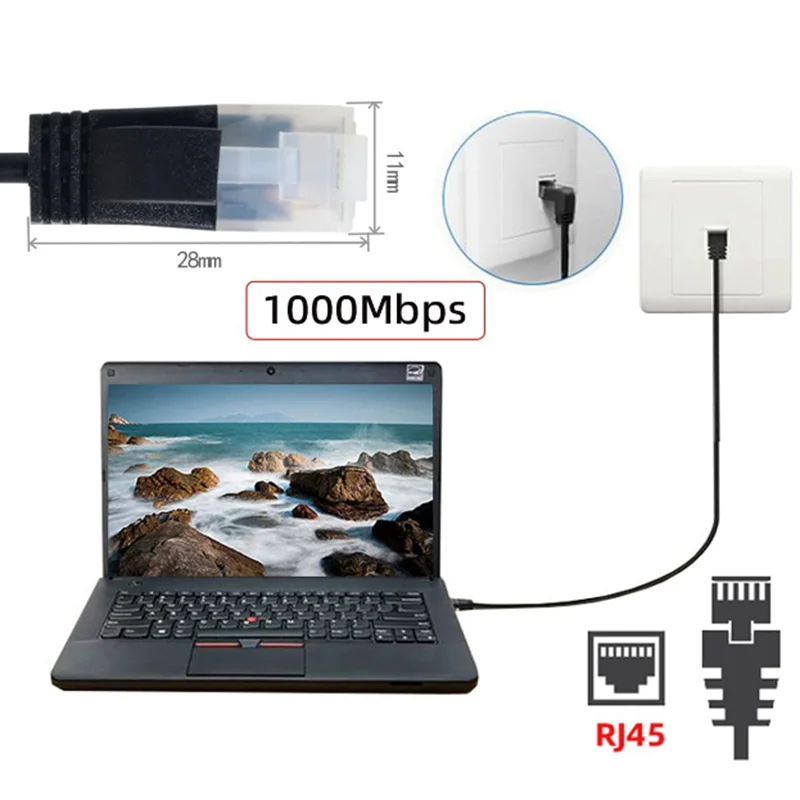 For Laptop Router TV BOX Ultra Slim Cat6 Ethernet Cable RJ45 Right Angle UTP Network Cable Patch Cord 90 Degree 1000Mbps Cables