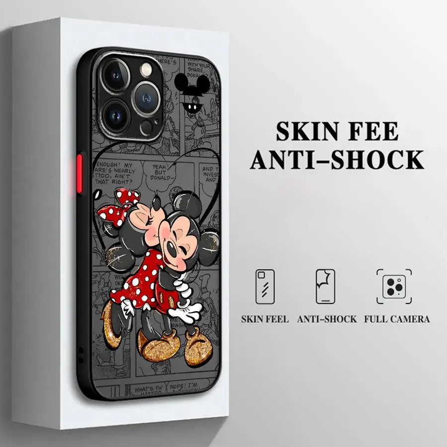 Love Disney Mickey Minnie Mouse Matte Case for Apple iPhone 16 Pro15 Pro Max 14 13 Mini 12 11 14 Plus 7 8 XR X XS Back Cover